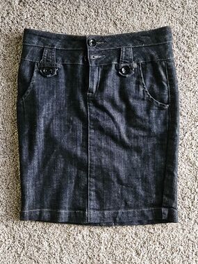 Boom Boom Jeans Black Pencil Skirt with Buttoned Front Pockets